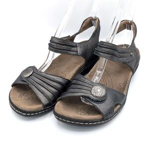 Taos Escape Women’s Sandals Gray Metallic Leather Slingback Shoes Size 8